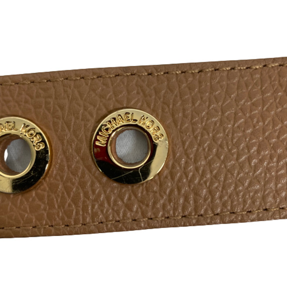 Michael‎ Kors Womens Beige Leather Gold Grommet Square Buckle Belt Sz M - Picture 3 of 9